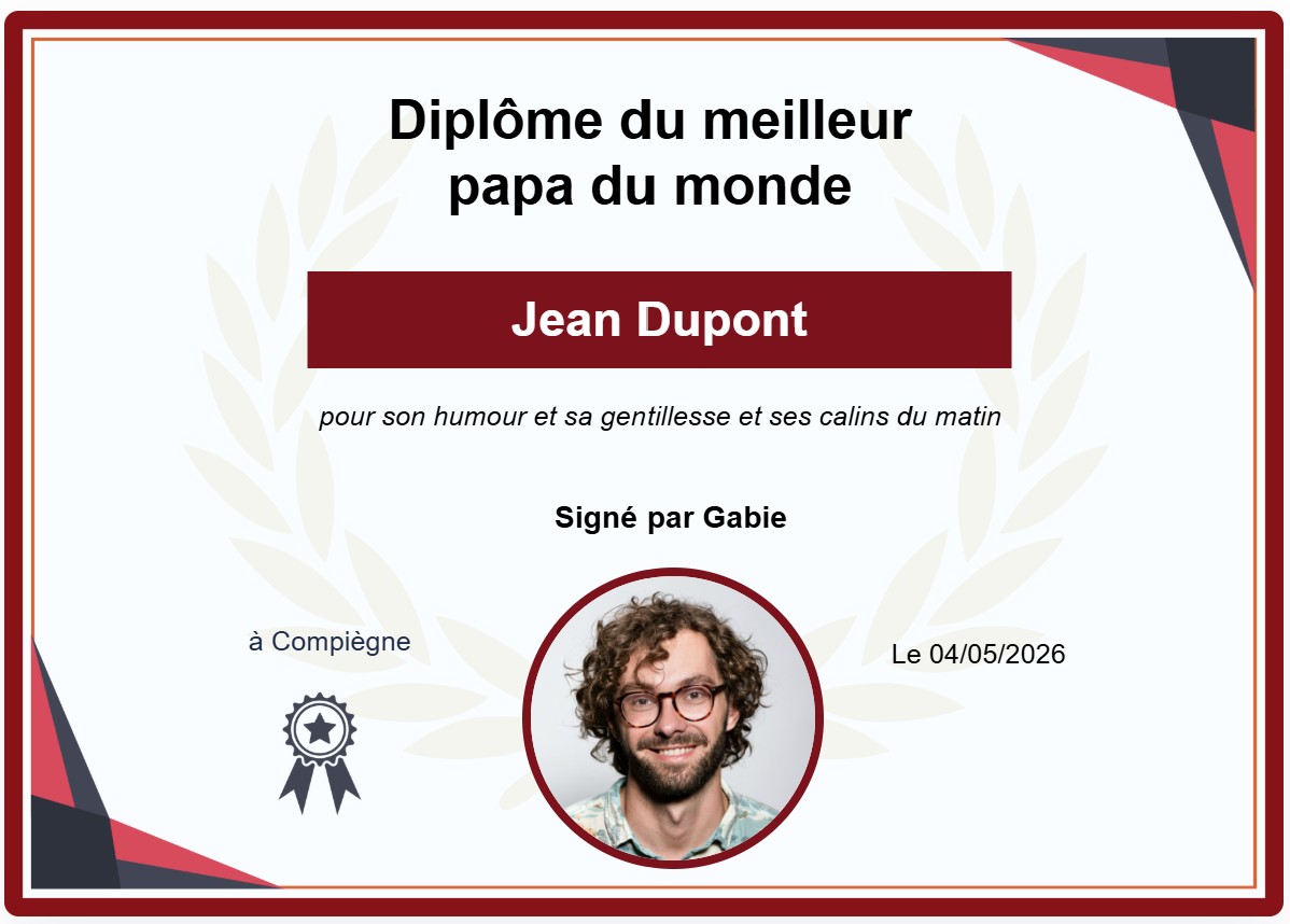 Générez votre diplôme personnalisé du meilleur papa (PDF)
