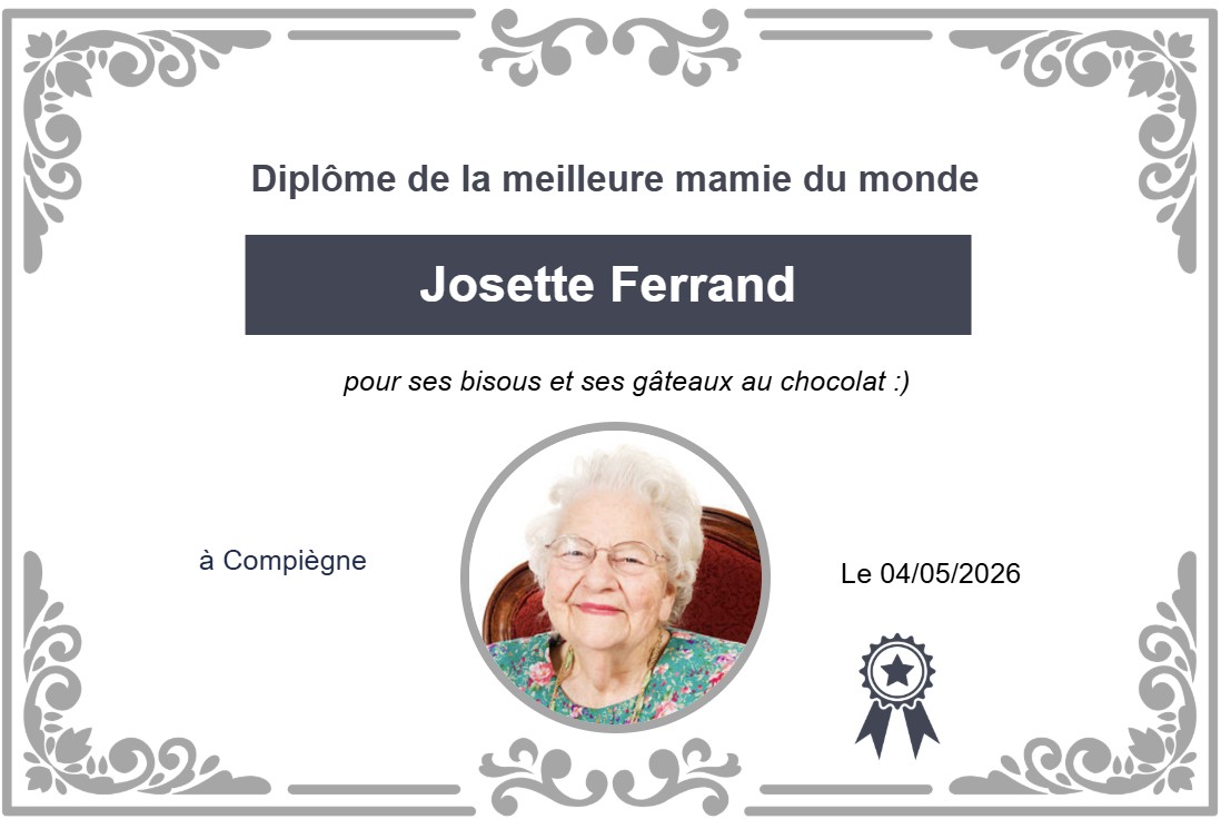 Diplôme PDF à personnaliser de la meilleure mamie