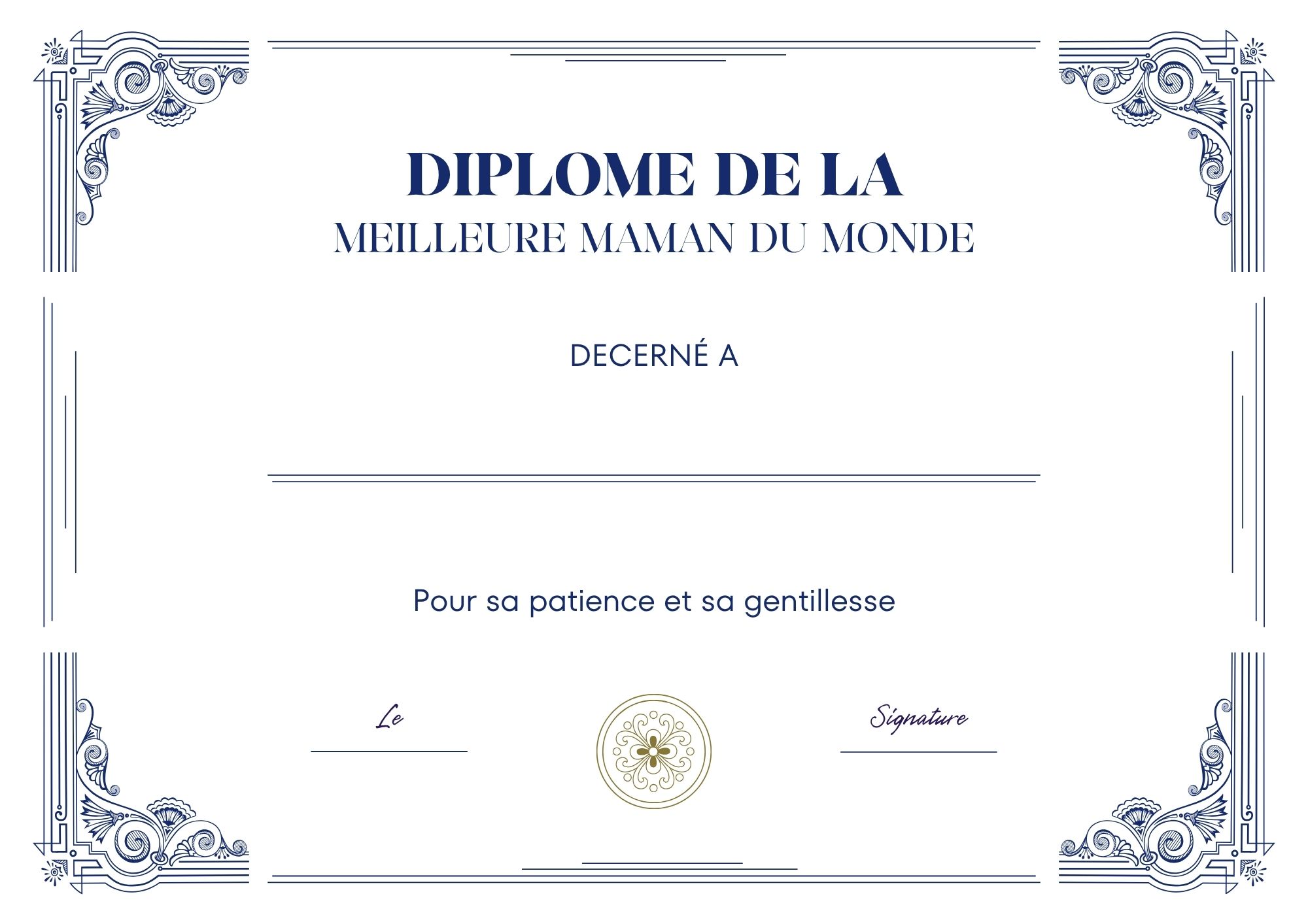 diplome a imprimer meilleure maman univers à imprimer PDF